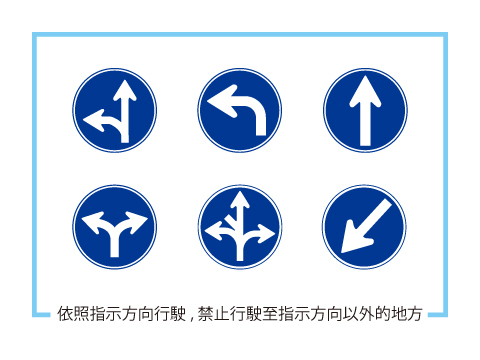 只能依照箭頭方向行駛的標誌